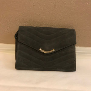 Saks Fifth Avenue Grey Shoulder Bag w Gold Chain